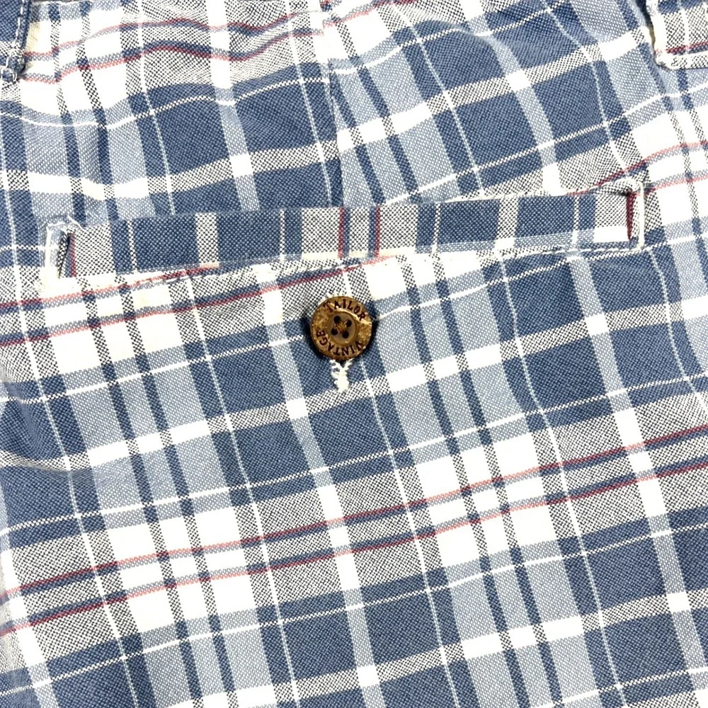 Tailor Vintage Mens Blue Plaid Shorts 36 Connecticut Originals Cotton Chino EUC